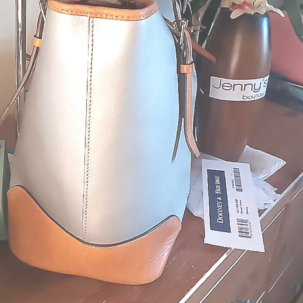 Dooney & Bourke Women’s White and Tan Leather Tote - Picture 6 of 16